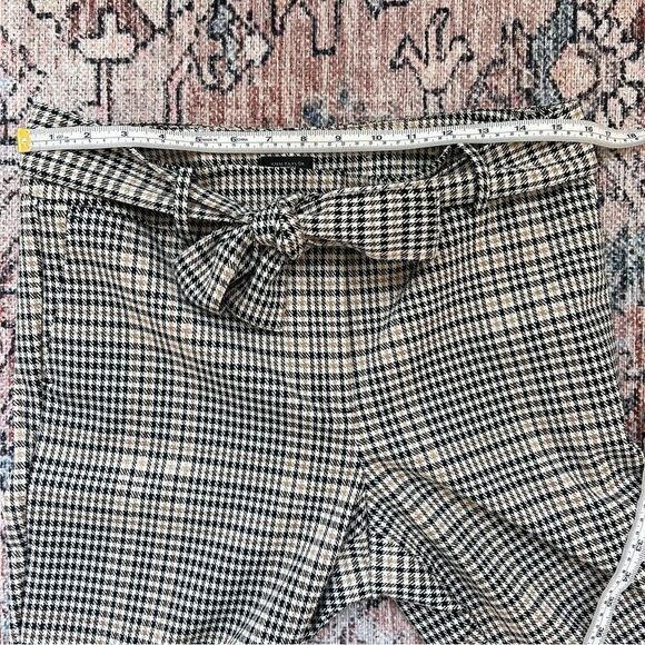 Ann Taylor Factory Houndstooth Plaid Checkered Pants Tie Belt Black White Tan 8 - Picture 9 of 12